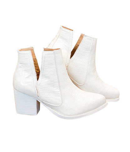 Tarim Bootie in White Croc