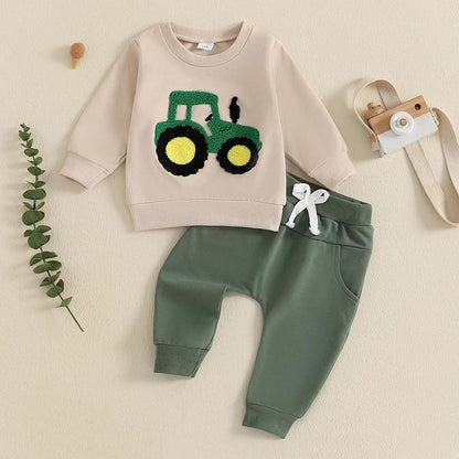 PREORDER: Green Tractor Sweatshirt & Pant Set