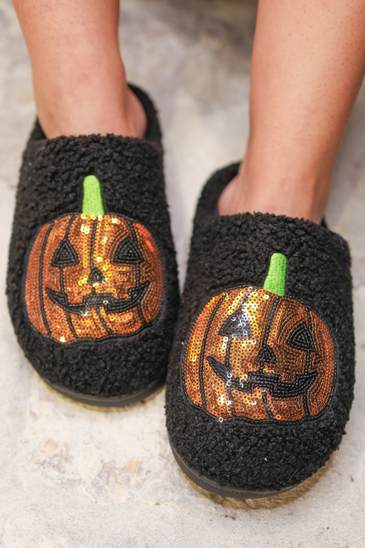 Sequin Pumpkin Slippers