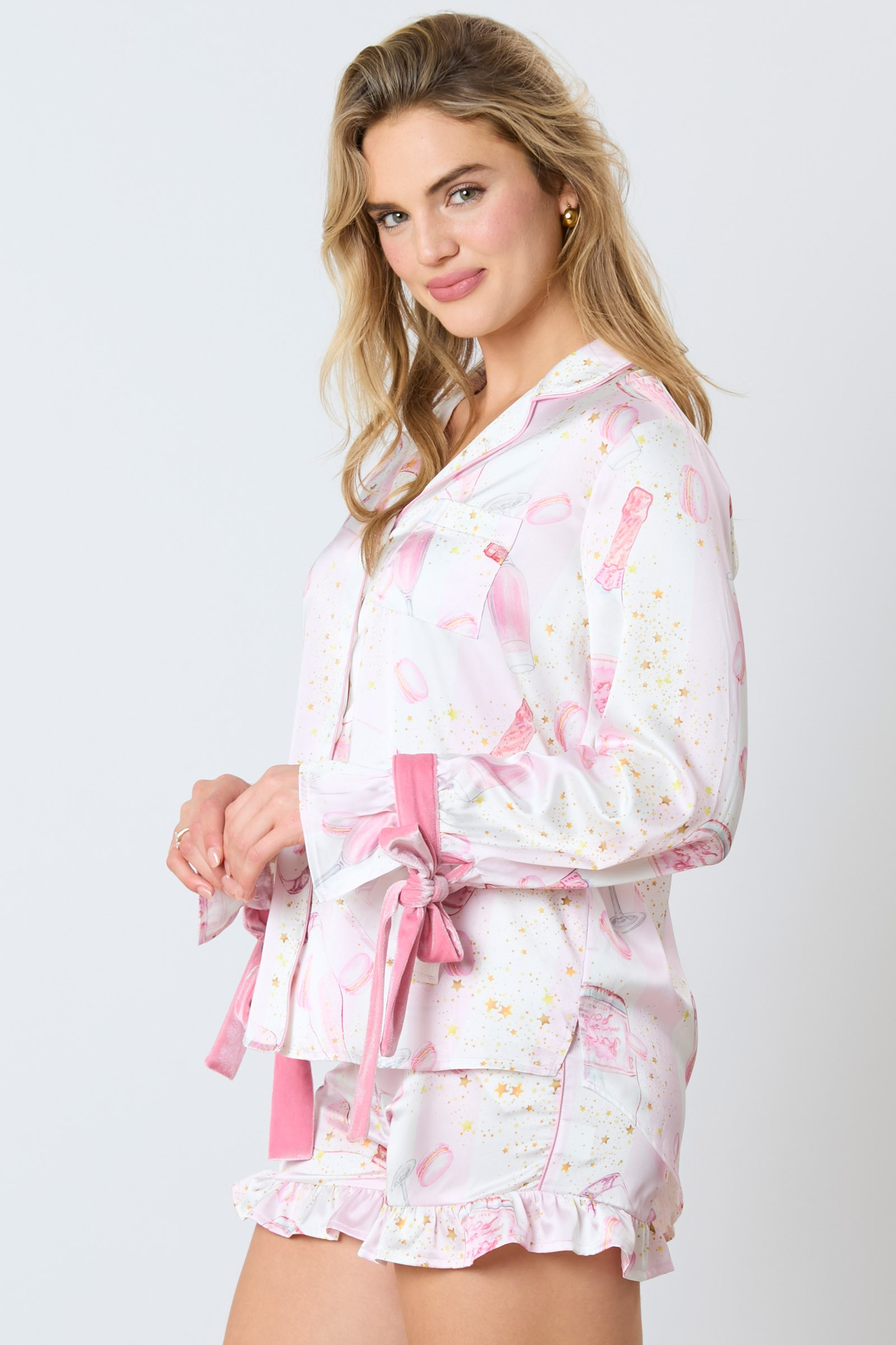 Satin Champagne Long Sleeve Pajama Top