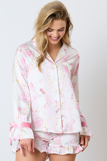 Satin Champagne Long Sleeve Pajama Top