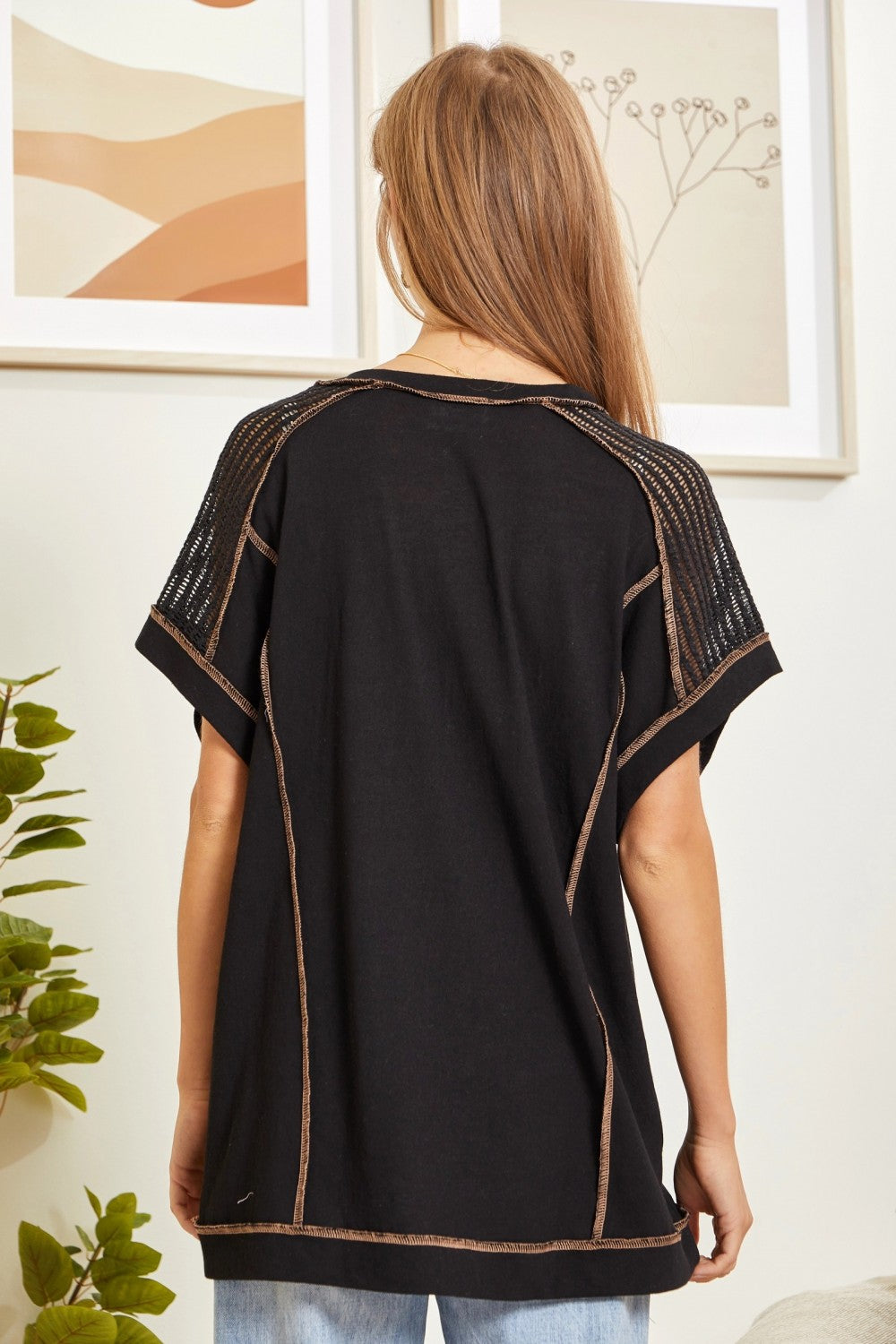 Tunic Top with V-Neckline and Shoulder Details